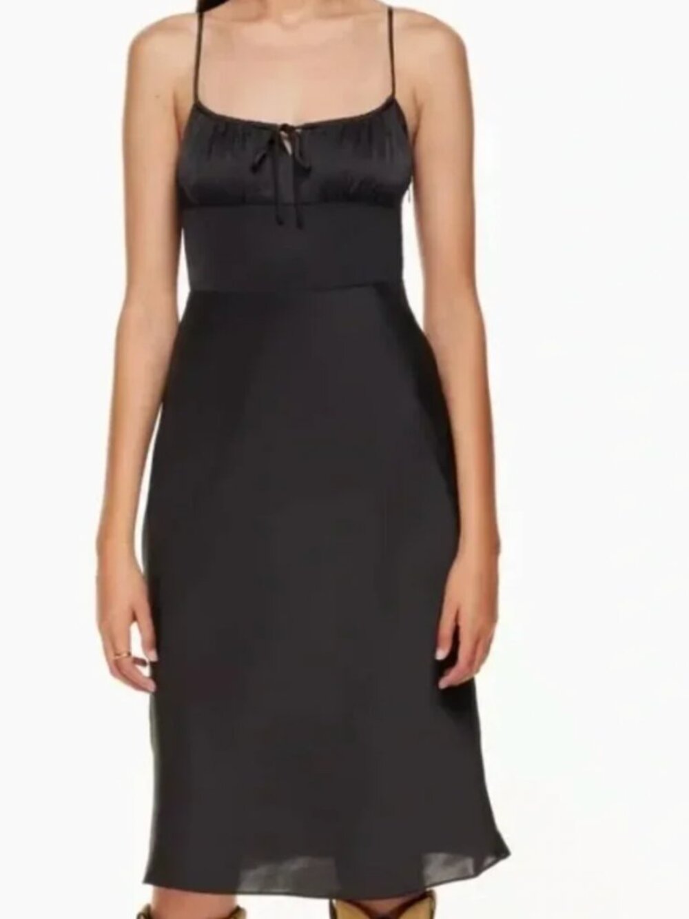 Aritzia Wilfred Satin Bellow Midi Dress Black Size 4